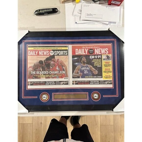 Joel Embiid Philadelphia Inquirer Most Valuable Player Cover Framed 76ers - Picture 1 of 4
